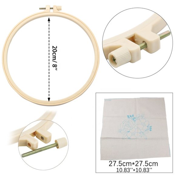 NEW Beginner Embroidery Kit w/Hoop Needlepoint Gift Red Blue White Flowers - Picture 3 of 5